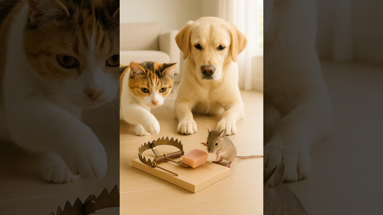 Cat Little mouse, eat quickly. 🐾 Pure tension in slow motion!