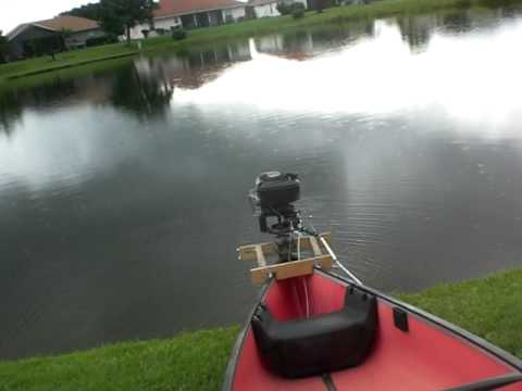 Homemade Lawn Mower Boat Engine With Custom Canoe Console - YouTube