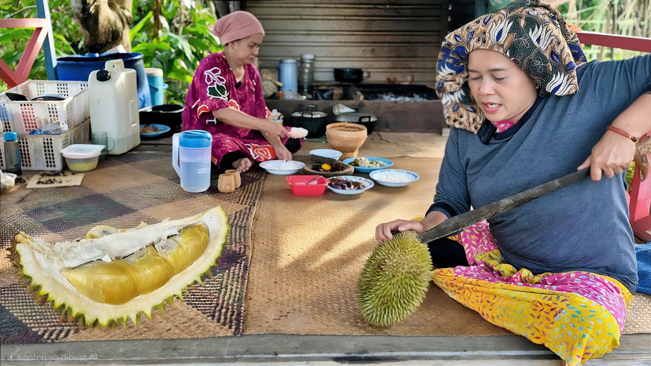 Petualangan Dayak Petik Rebung di Hutan, Masak Sayur Rebung Pucuk Daun Timun dan Durian
