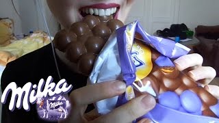 EATING A HUGE CARAMEL-CHOCOLATE BAR (Milka Caramel Luflée) - ASMR, Eating Sounds, Relaxing