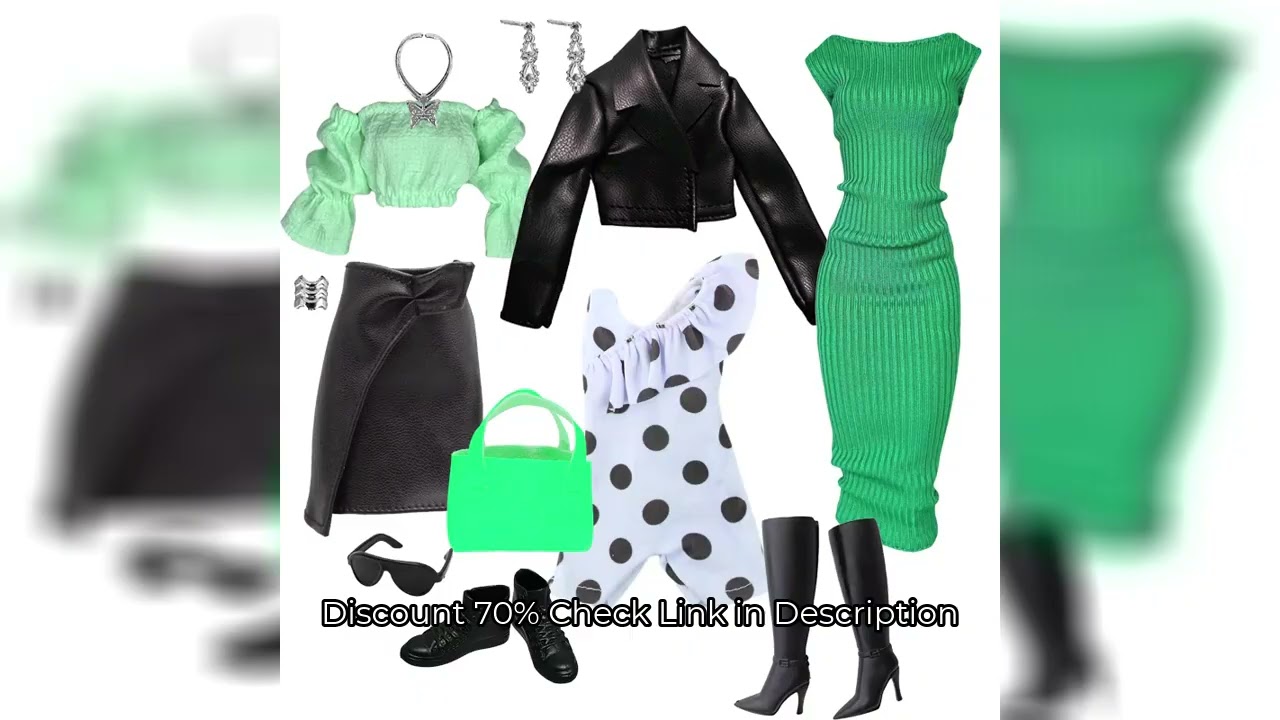 1/6 Doll Clothes Fashion Mix Green Dress Bag Shoes Suit for 12 inch Fashion Doll Outfits Handmade 30