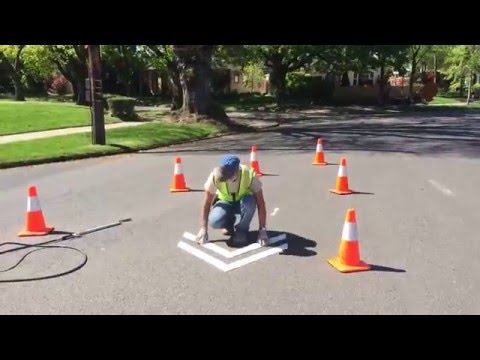 Sharrow and art installation in Portland, Oregon