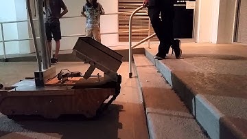 Staircase climbing tank robot.