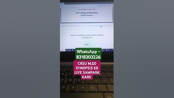CRSU M.ED SYNOPSIS #synopsis #dissertation #crsujind
