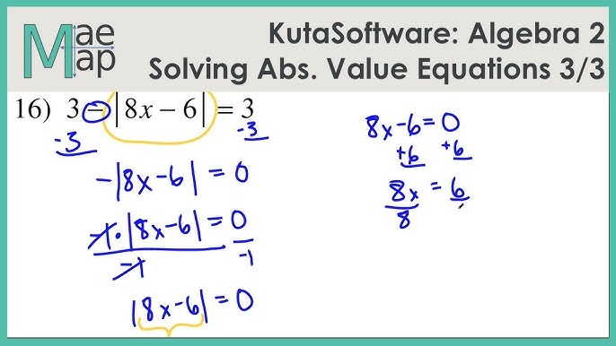 KutaSoftware: Algebra 2- Solving Absolute Value Equations Part 1 - YouTube kutasoftware-algebra-2-solving-absolute-value-equations-part-1-youtube