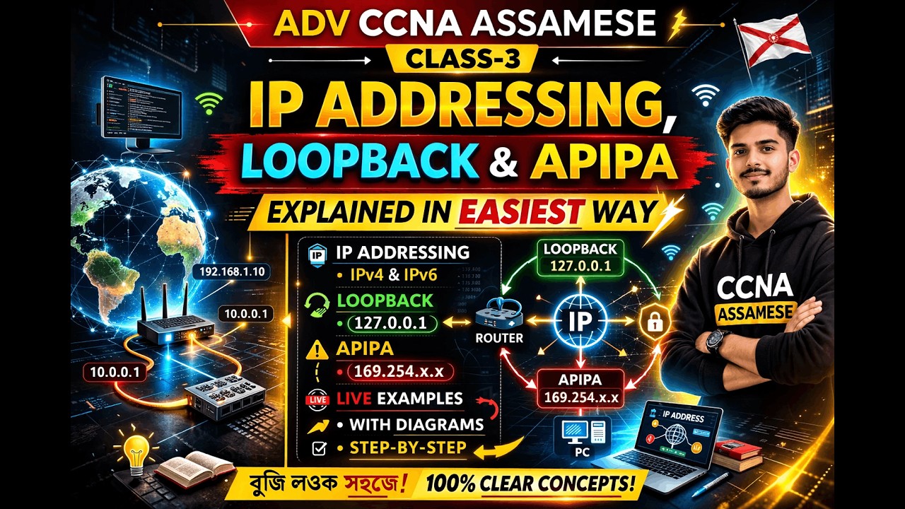 CCNA- Class-3 | IP Addressing, Loopback & APIPA Explained in Easiest Way ⚡