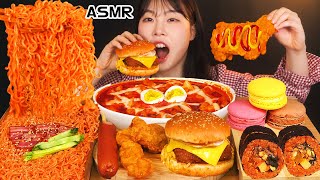 ASMR MUKBANG| Convenience store Fire Noodles Chicken Tteokbokki Hamburger Kimbab Dessert