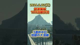 【超速報】3連休中日で地獄の混雑‼️ディズニーリゾート最新混雑状況【2026.2.22】
