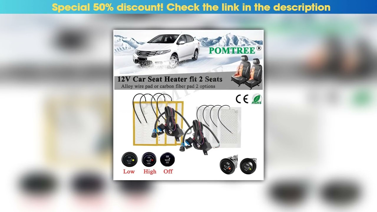Best New Build-in Car Seat Heater Kit Fit 2 Seats Universal Alloy Wire/Carbon Fiber Heating Pad H/L