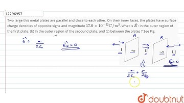 Two large this metal plates are parallel and close to each other. On their inner faces, the plat...