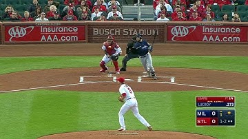 MIL@STL: Lucroy plates a run on a ground-rule double