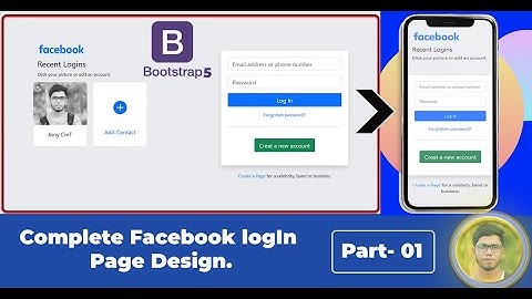 How To Create Facebook Log in  Sign Up Page design Using HTML, CSS, Bootstrap 5, part 01  Jony CMT