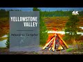 Yellowstone Valley Montana Campfire &amp; River with Soft Rain &amp; Fire Sounds 10 Hour Virtual Fireplace