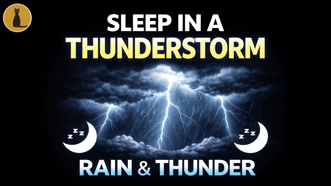 Sleep in a Soothing Thunderstorm | Rain & Rolling Thunder • Black Screen