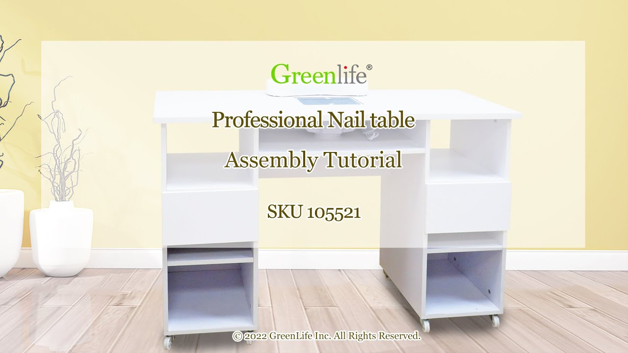 How to assemble Greenlife Manicure Table Nail Salon Station installation video  SKU:105521