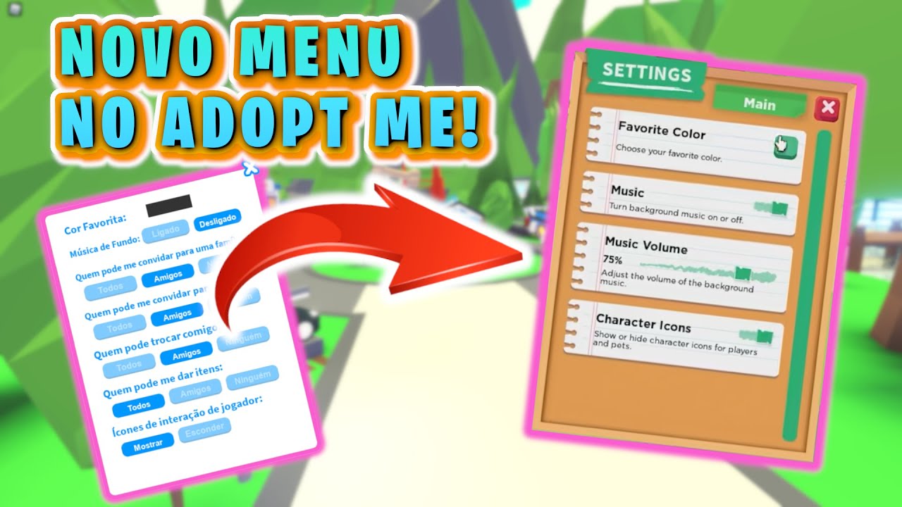 ADOPT ME URGENTE! NOVO MENU DE CONFIGURAÇÕES CORRE VER! - YouTube
