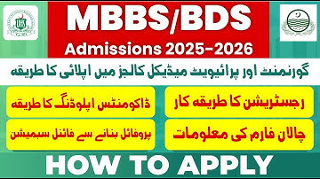 How to Apply MBBS/BDS in UHS 2025 | Online Form, Challan & Submission Complete Method