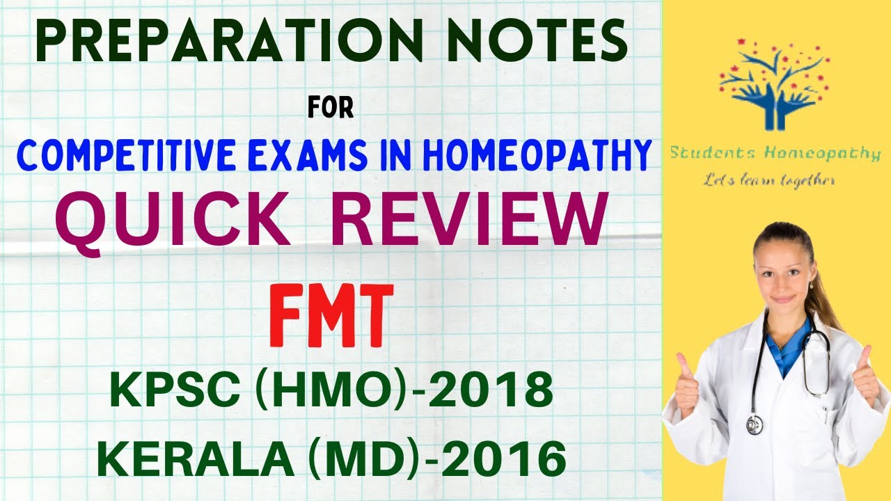 QUICK REVIEW FMT KPSC 2018 KERALA MD 2016 homeopathy homeopathic mcq