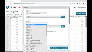 Ch10 How to Use StatCrunch to Test a Claim About the Difference of Two Population Means