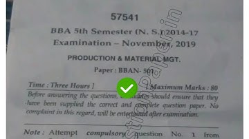 2019 Mdu BBA 5th Sem Production & Material Mgt Question Paper