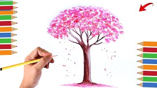 Como Desenhar uma Árvore e pintar com lápis de cores