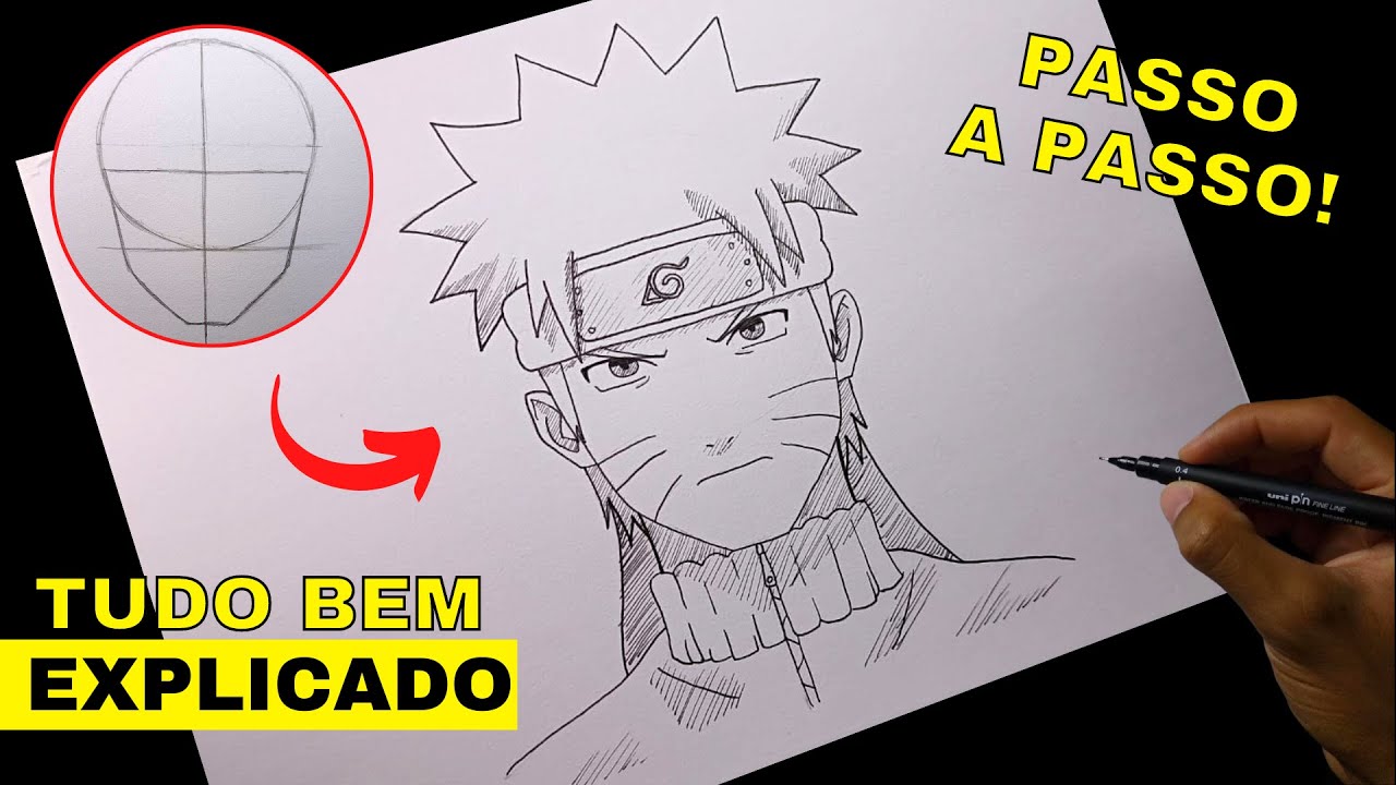 Fácil! como DESENHAR o NARUTO passo a passo fácil (iniciantes) 