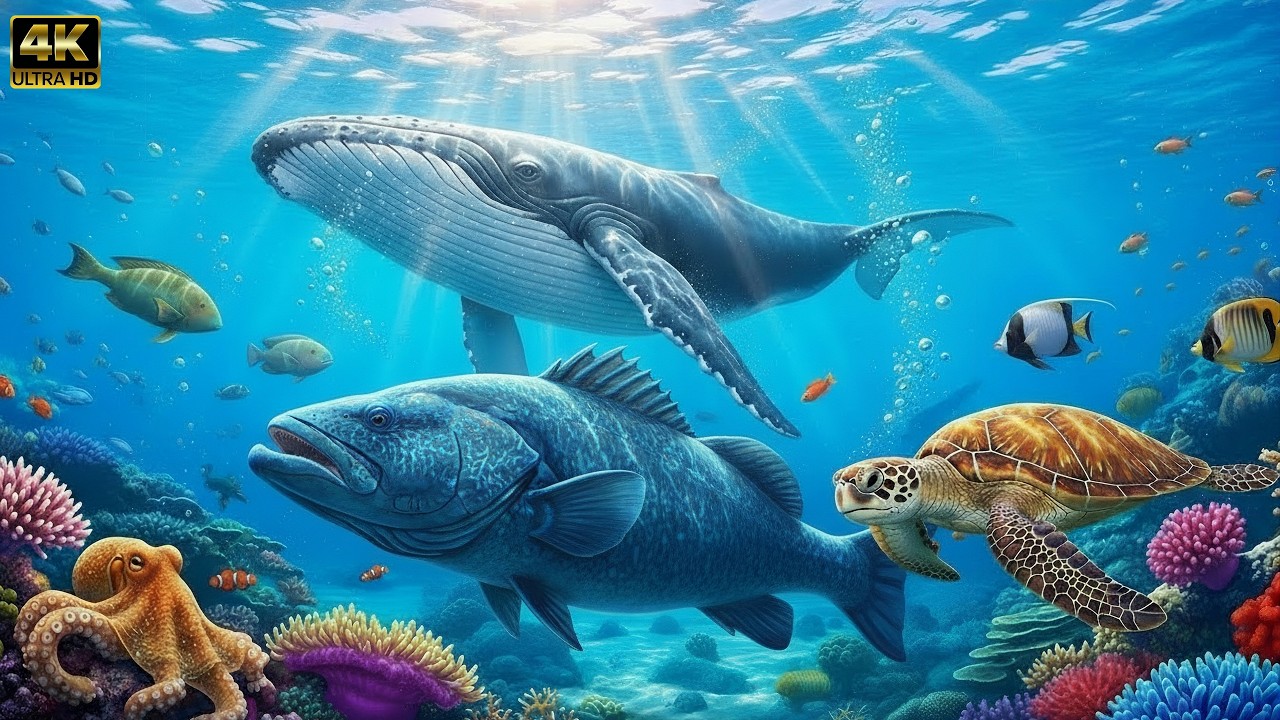 Ocean Wildlife 4K 🌊|Nature Animals Under The Ocean|Relaxing Music & Tranquil Marine Life #usa#music