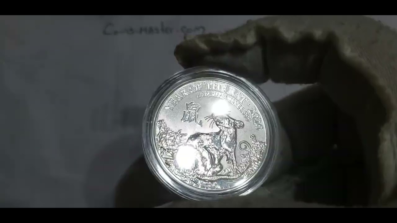 2020 1 Oz Silver £2 Great Britain LUNAR YEAR OF THE RAT Coin.  