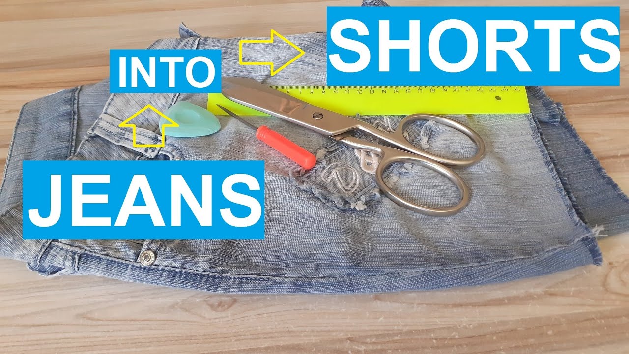 How to Cut Jeans into Shorts (without Sewing Machine) YouTube