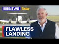 Pilot makes flawless touchdown without landing gear in NSW | 9 News Australia