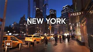 Walking in New York at Night, Manhattan Virtual Tour 4K