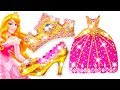 💖 Play Doh Making Colorful Sparkle Disney Princess Aurora Dress 👗 High Heels Crown Castle Toys