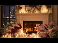 🔥🕯️ Crackling Fire & Blooming Roses | Peaceful Night Retreat for 3 Hours | Meditation Stress Relief