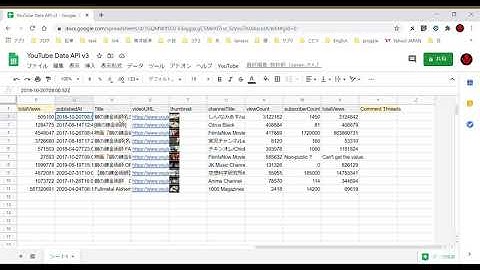 YouTube Data API v3   Google spreadsheet