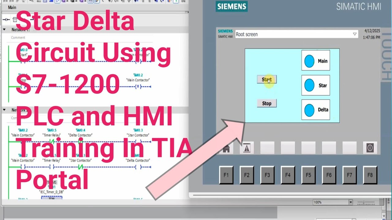 S7-1200 PLC and HMI Training In TIA Portal using Star Delta Circuit ...
