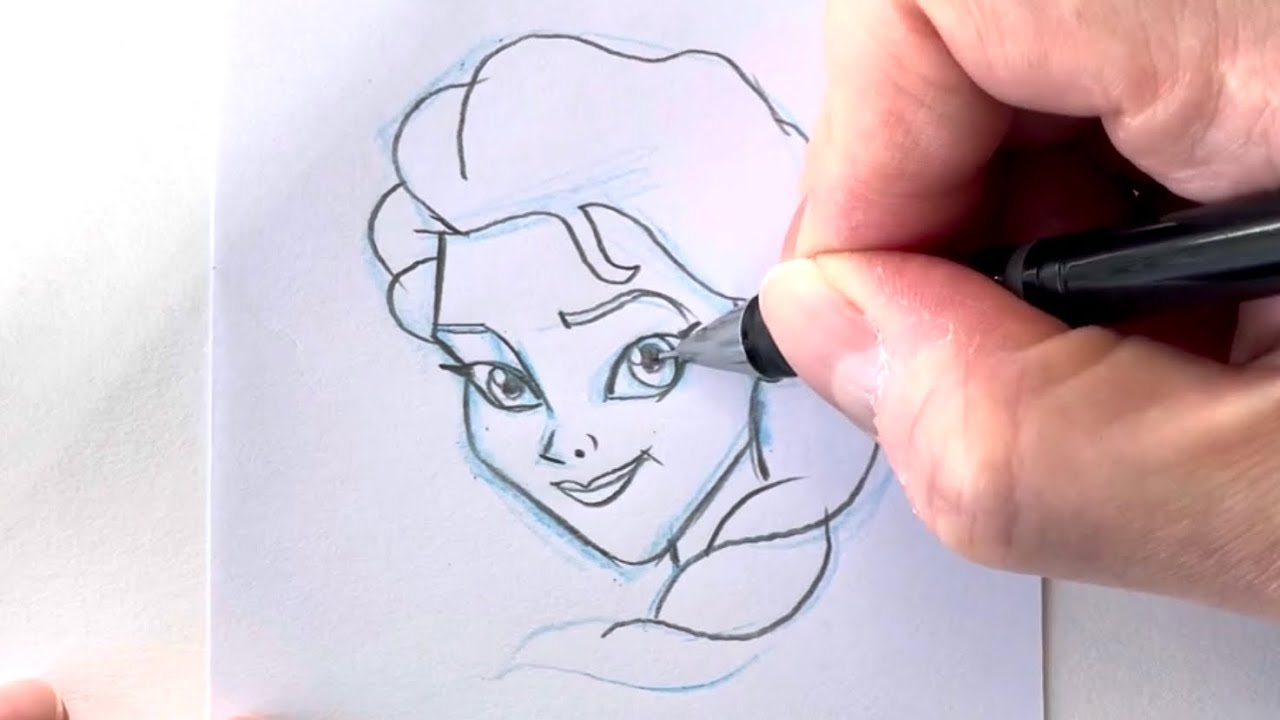 How to draw the Snow Queen Elsa from Disney’s Frozen in 3,5 Min on a Post-it (we do it like a pro)