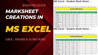 How To Create Marksheet In Ms Excel? By K Knowledge