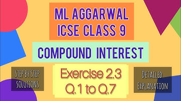 Compound Interest Ex 2.3 Q1 to Q7 CLASS 9 ML AGGARWAL | Solutions + Explanation