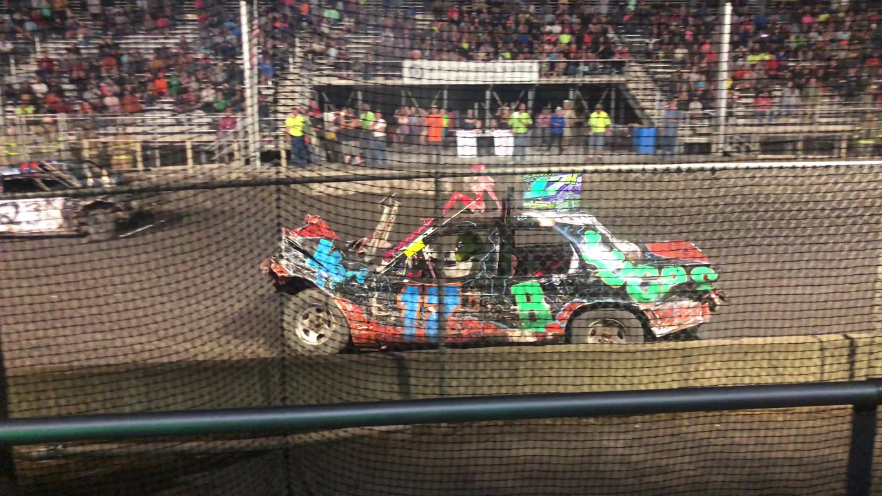 2019 Delaware County Fair Monday demolition derby v8 feature YouTube