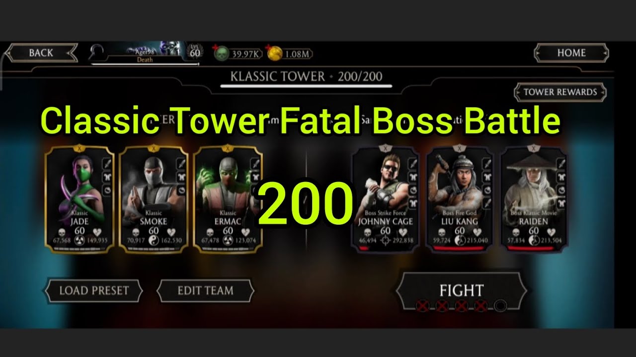 Mortal Kombat : Classic Tower Fatal Boss Battle 200 + Reward