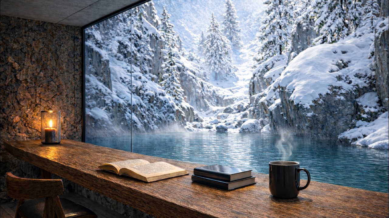 Hot Spring Window Piano for Study, Focus, Relaxation & Sleep | 겨울 온천 창가 피아노 3시간