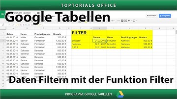 Daten filtern mit der Funktion FILTER (Google Tabellen / Spreadsheets)