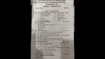 #icse/class-7th/ geography/2nd term/previous year question paper//