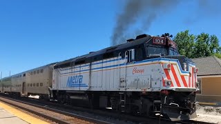 Mid Day Non Rush Railfanning Geneva IL Union Pacific Geneva Subdivision/UP-W Metra 05/30/2024