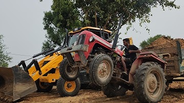 Jcb 3dx Backhoe Machine Loading Red Mud in Massey Tractors trolley video I JCB video