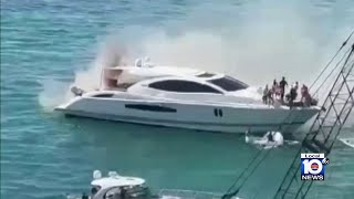 Charter yacht caught on fire in Miami Beach