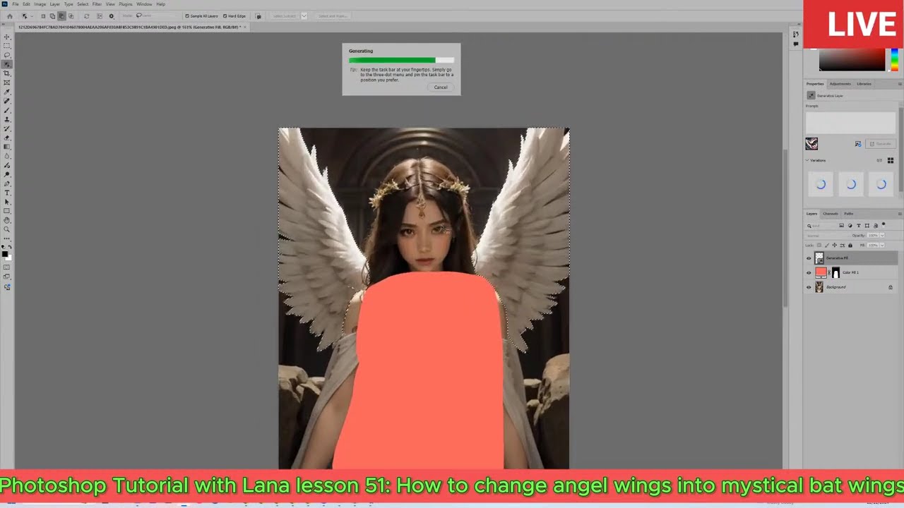 Photoshop Tutorial with Lana lesson 51: How to change angel wings into mystical bat wings