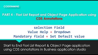 PART 4  CDS Annotations to create Fiori Application using Business Application Studio