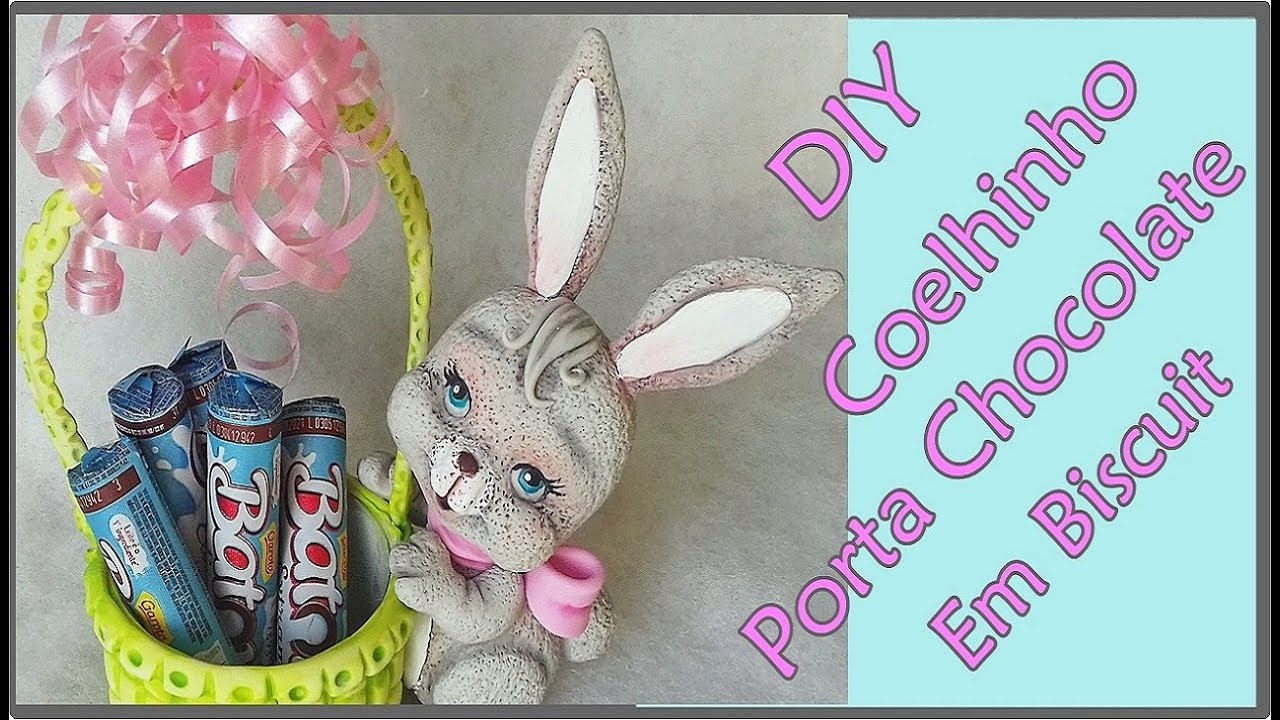 Páscoa 2021: coelhinho da páscoa  porta chocolate em biscuit passo a passo