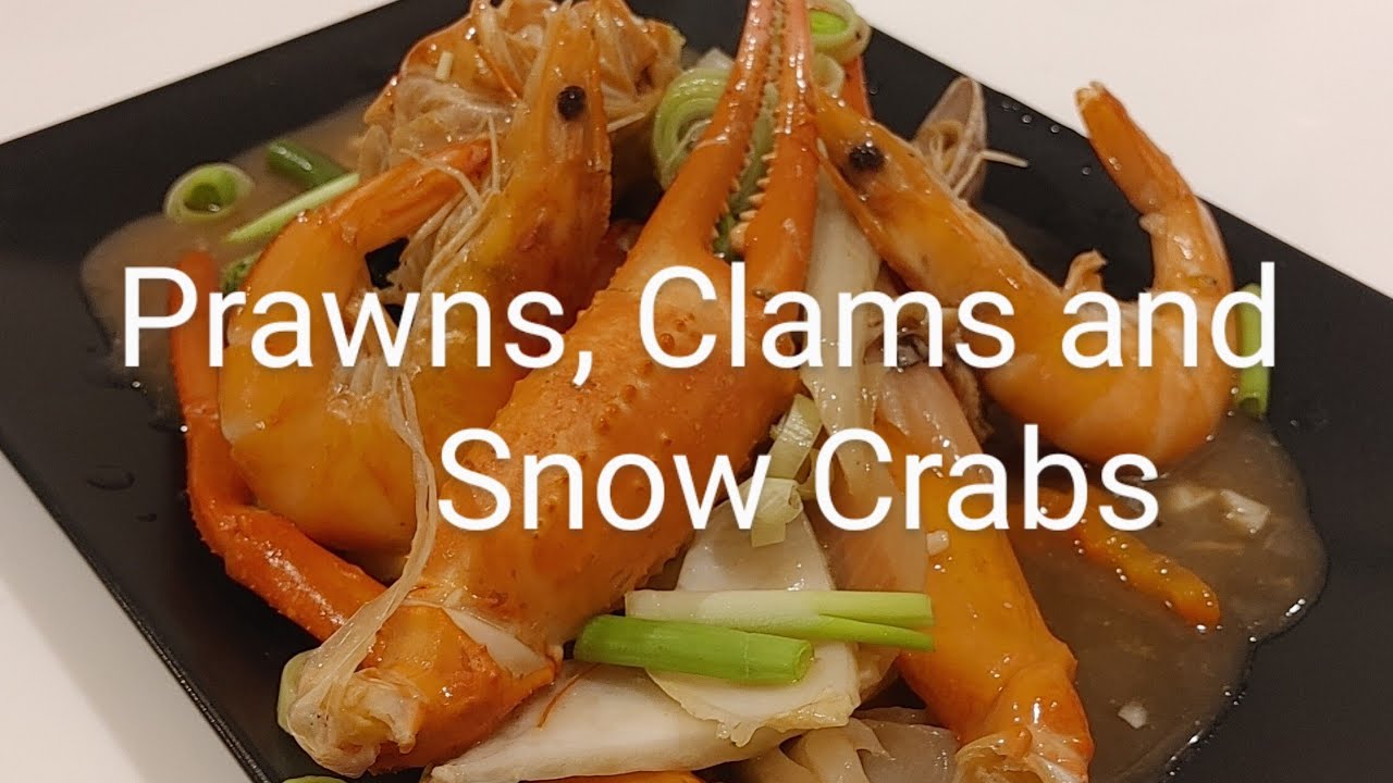 Romantic lunch at Kitchen Classics.. watch the full video..  prawns, clams, snow Crabs and veggies..